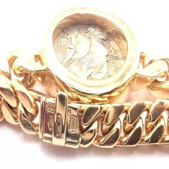 Rare! Bvlgari Bulgari 18k Yellow Gold Antique Coin Monete Link Necklace - Picture 9 of 14